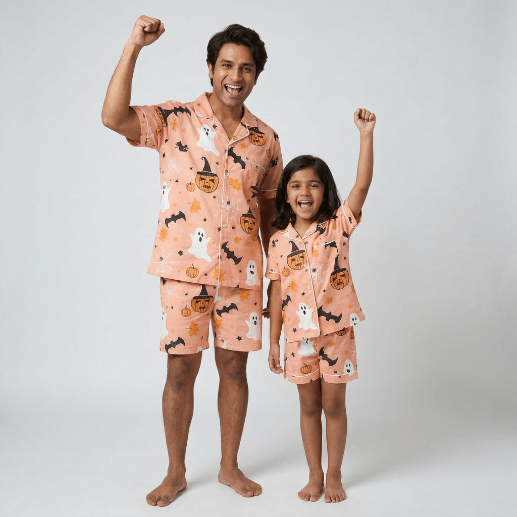 Pumpkin Tricksters father daughter night suit worn together