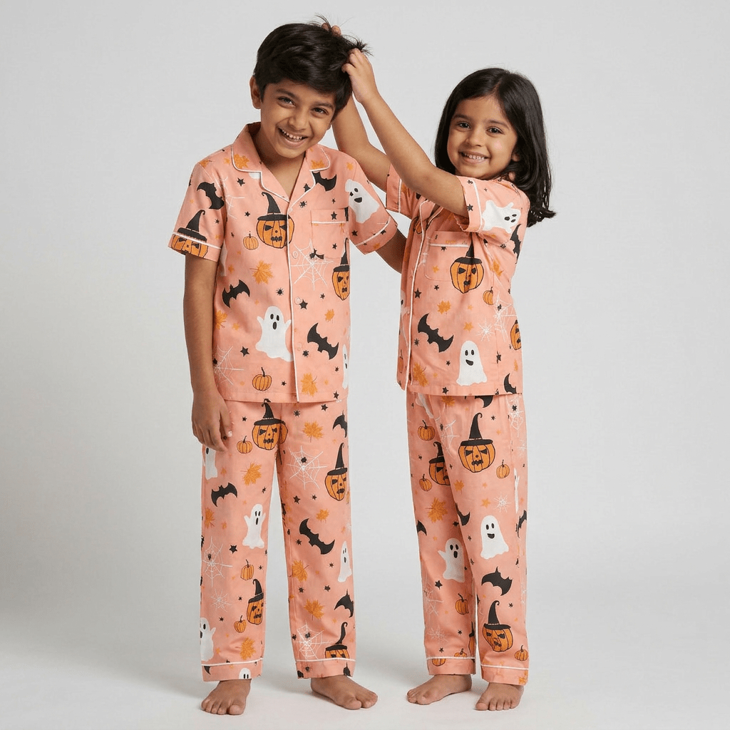 Pajama Tribe Pumpkin Tricksters brother sister night suit