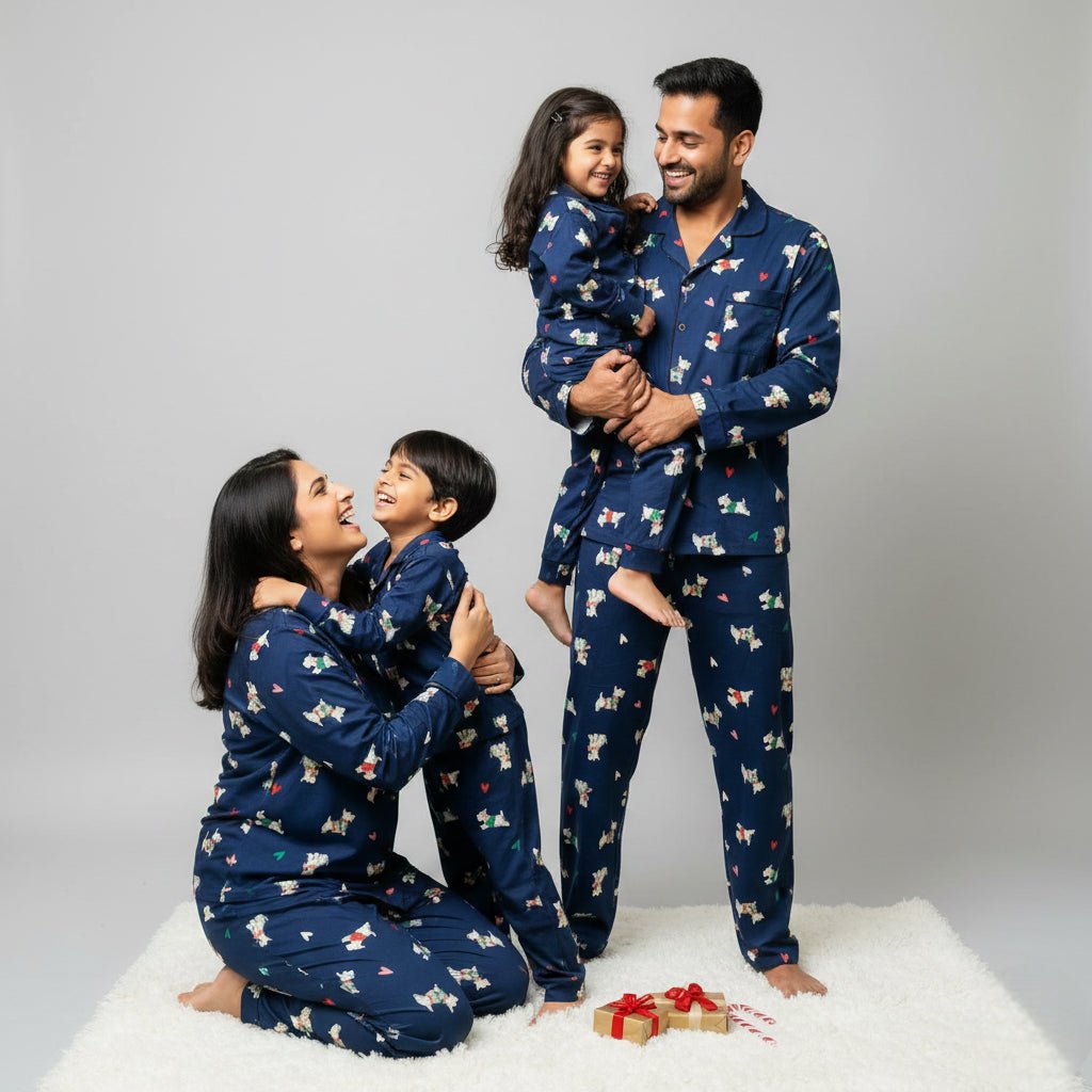 Matching Puppy Love Flannel full-sleeve night suit for you and your partner
