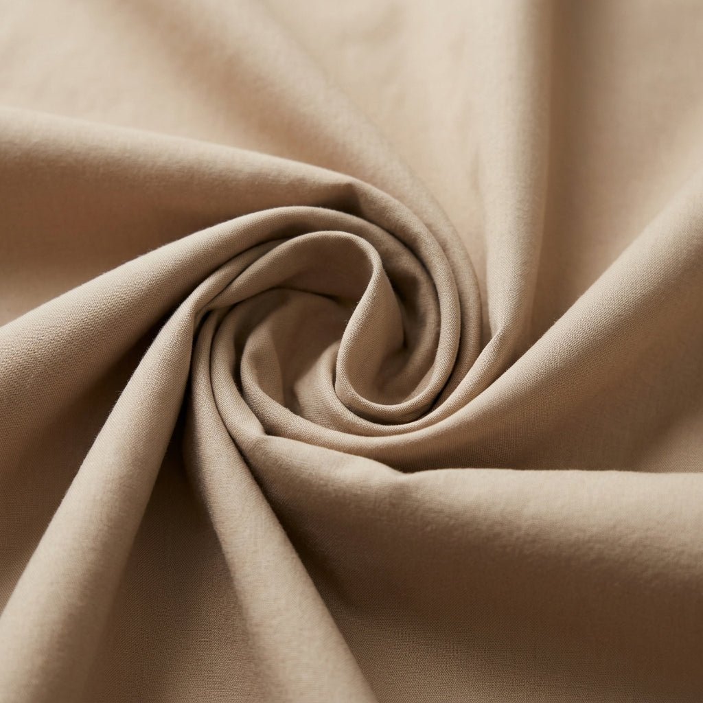 Close-up of the Camel Beige cotton fabric used in this matching set