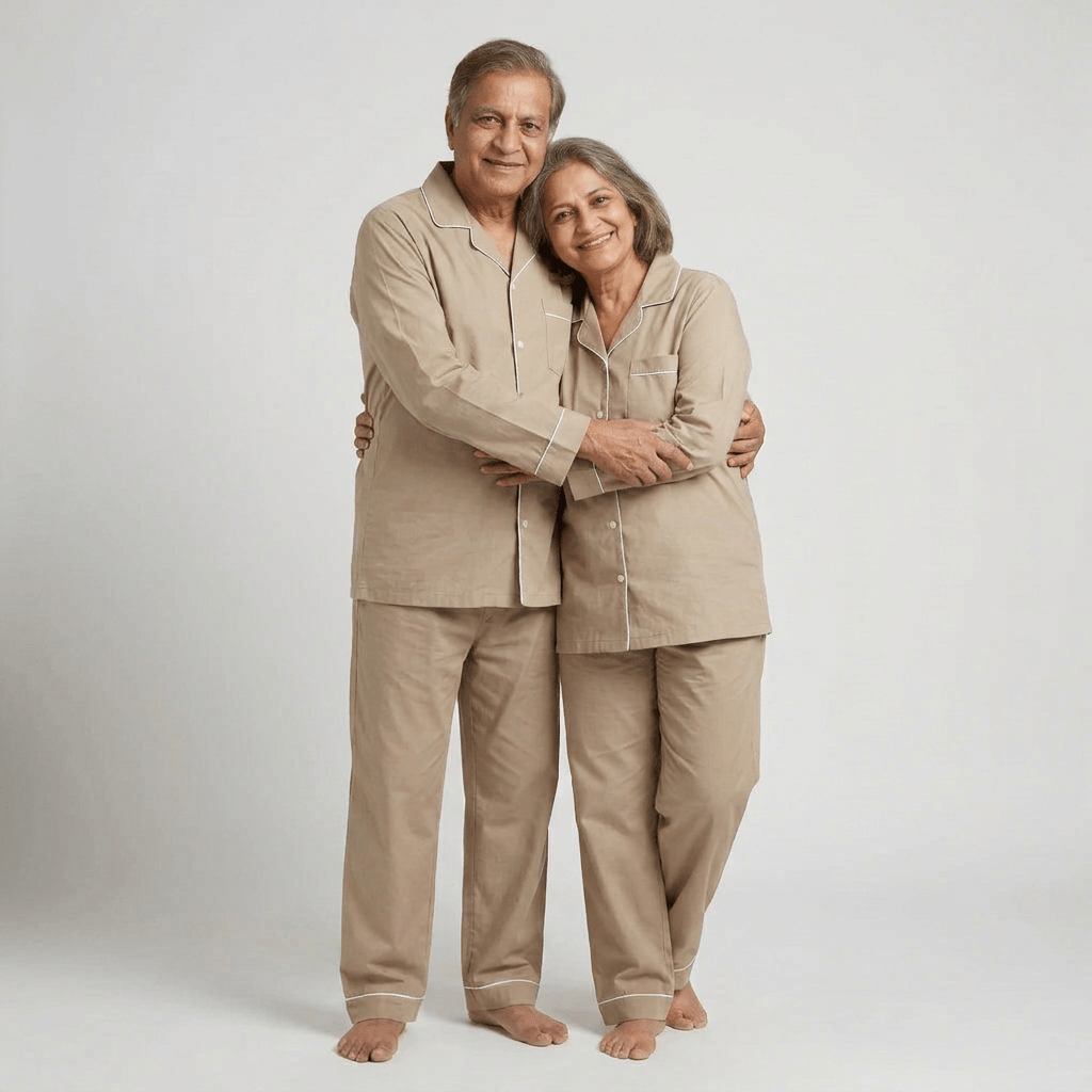 Pajama Tribe Sand Beige grandparents matching night suit