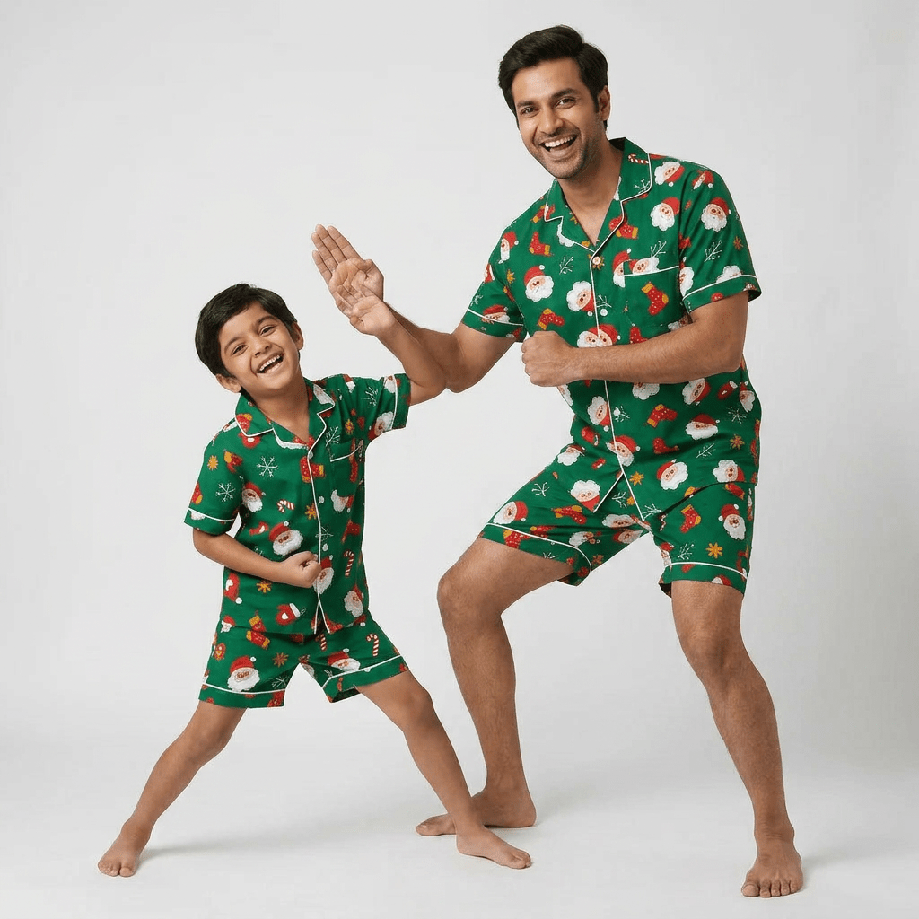 Pajama Tribe Santa and Stockings father son night suit