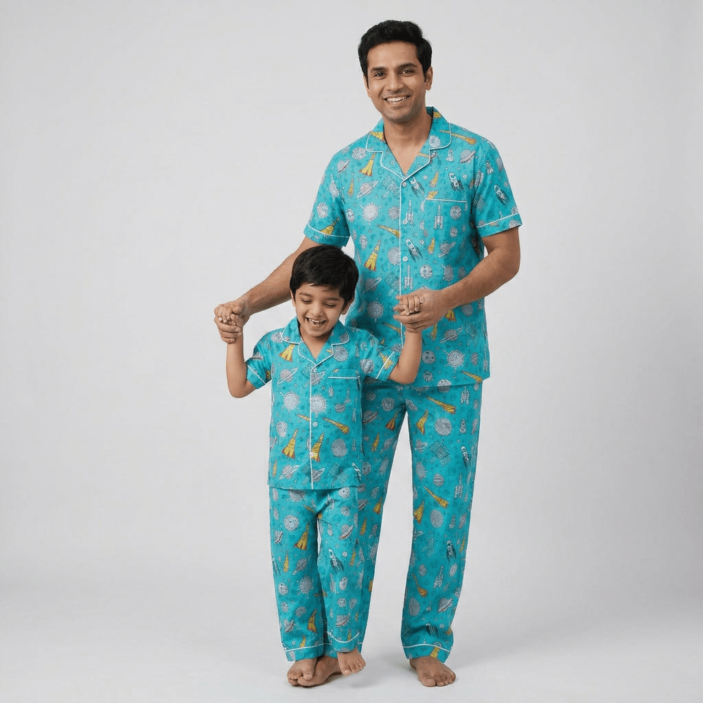 Pajama Tribe To The Moon father son night suit