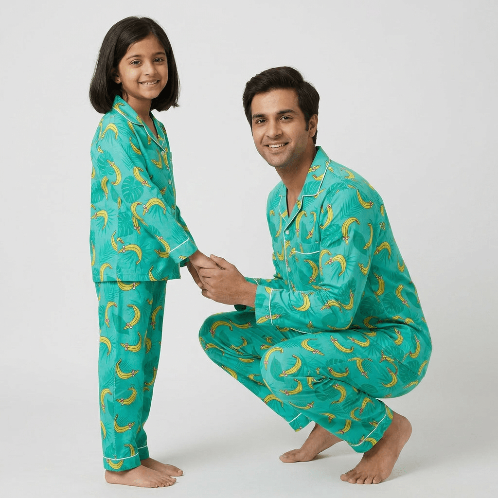 Pajama Tribe Tropical Bananas daddy and me night suit