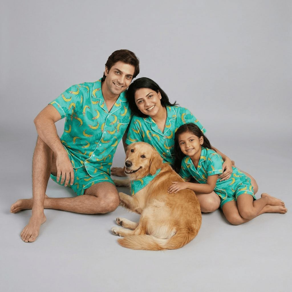 Pajama Tribe Tropical Bananas family night suit set