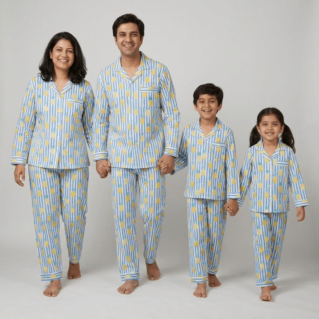 Pajama Tribe Tropical Pineapple matching family pajamas
