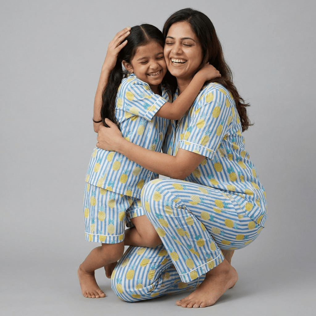 Pajama Tribe Tropical Pineapple mother daughter night suit