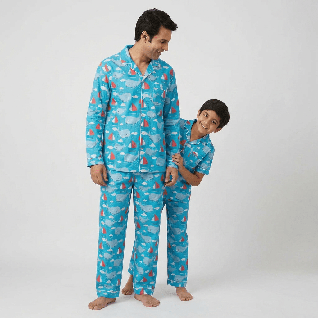 Pajama Tribe Whale Tale father son night suit