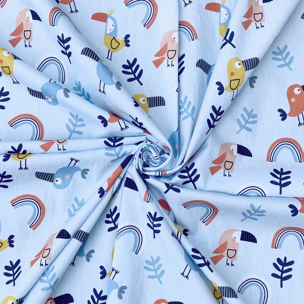 Chirpy Sleep cotton fabric for cheerful night suits, everyday kids’ sleepwear and relaxed lounging.