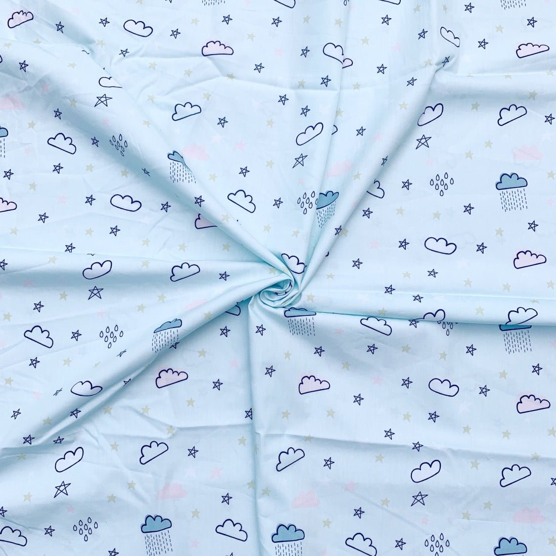 Clouds In The Sky cotton fabric for airy night suits, soft sleepwear and relaxed lounging.
