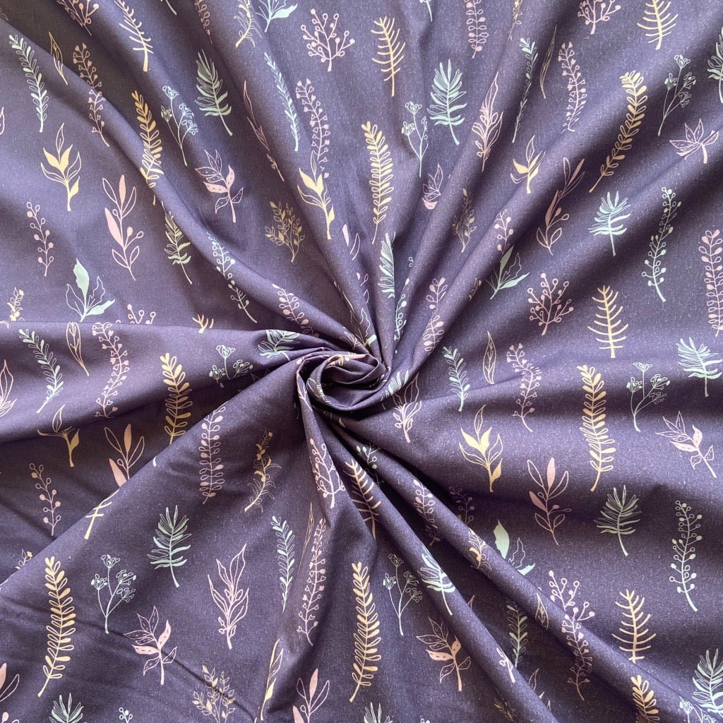 Lavender Farm cotton fabric for floral night suits, calm sleepwear and slow-evening loungewear.