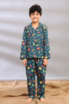 Boy wearing a festive Christmas pajama set in pure cotton