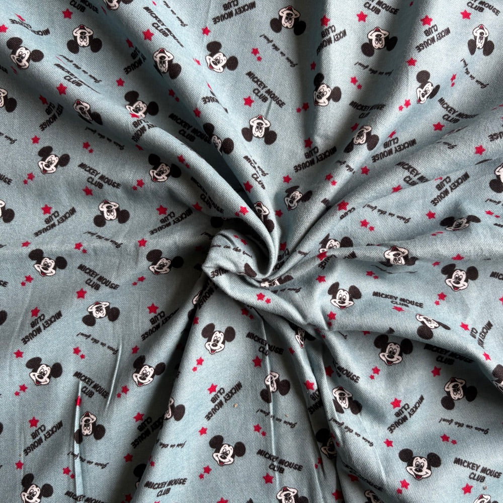 Mickey Mouse in Flannel fabric for kids’ themed night suits and playful winter matching sleepwear.