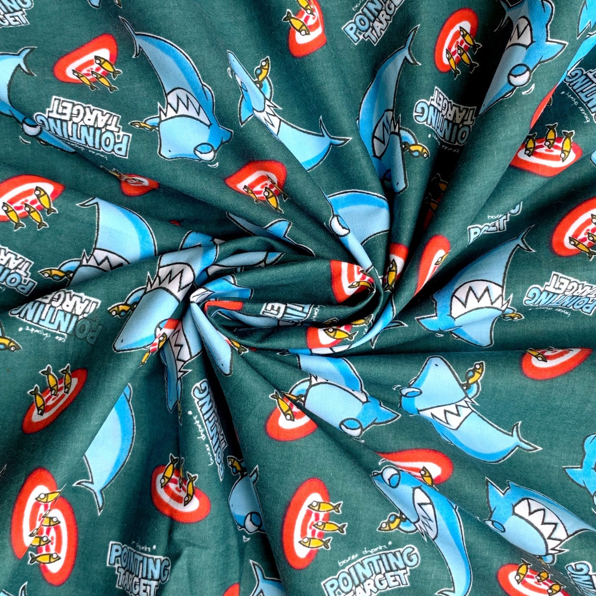 Baby shark cotton fabric for themed kids’ night suits, fun sleepwear and cartoon pajamas.