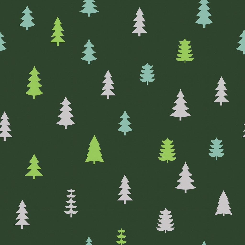 Evergreen Forest cotton fabric for winter night suits, Christmas pajamas and cosy holiday sleepwear.