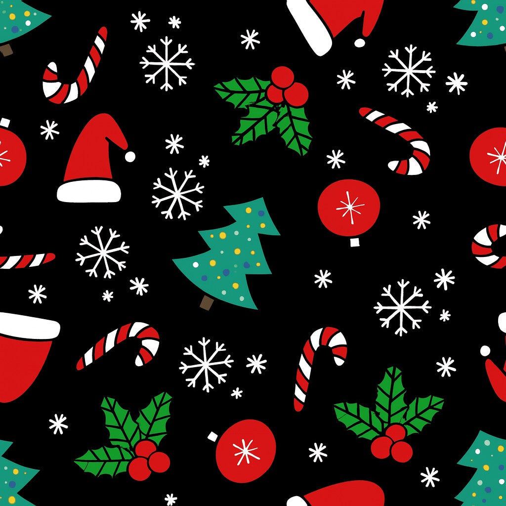 Holly Jolly cotton fabric for Christmas night suits, family pajama sets and holiday gifting.