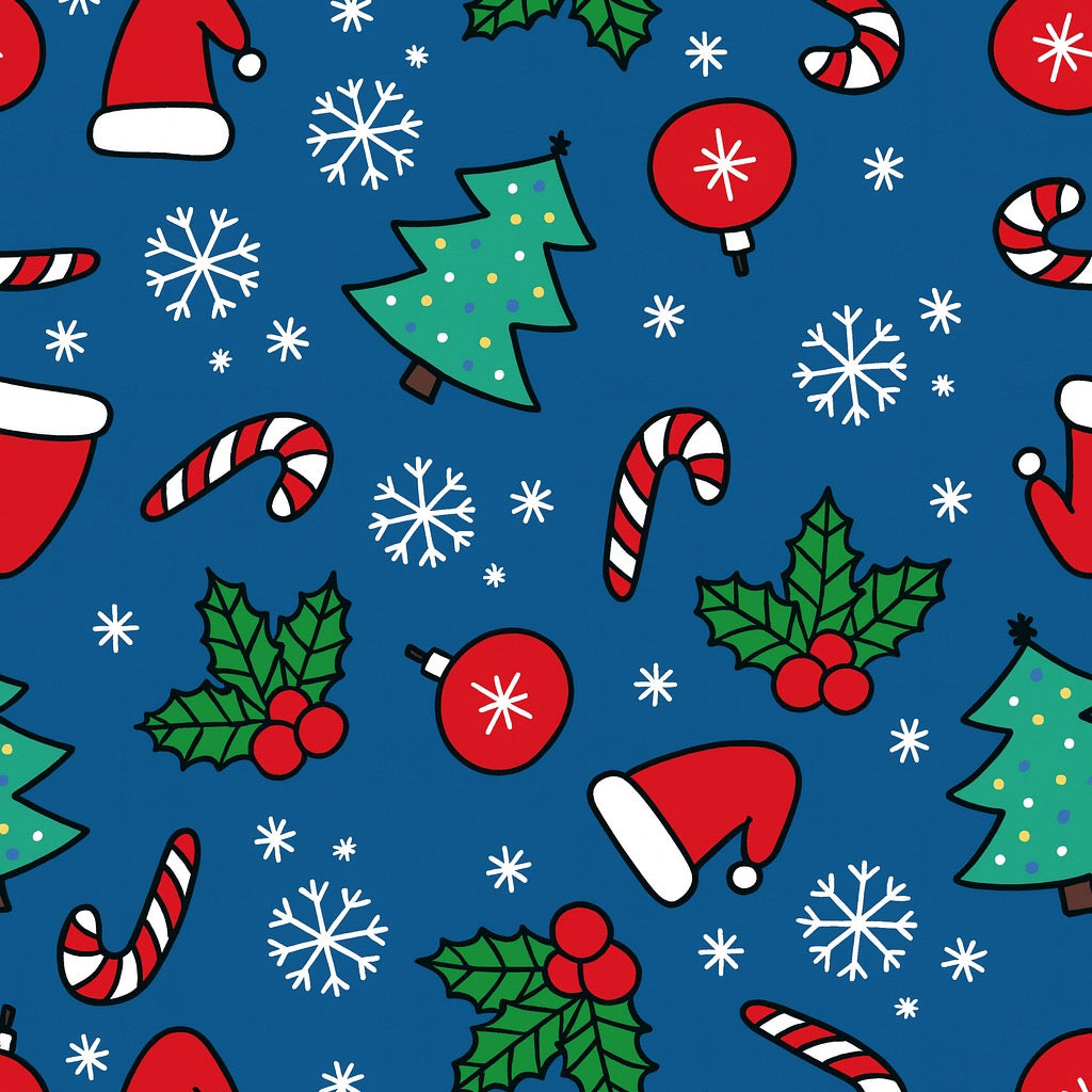 Frosty Blue Christmas cotton fabric for winter night suits, holiday sleepwear and cosy December nights.