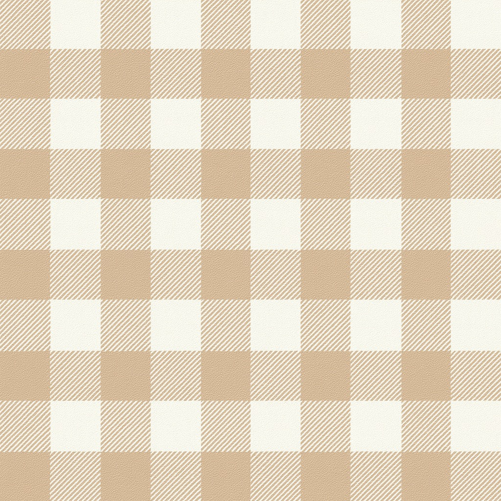 Beige gingham checks cotton fabric for minimal night suits, relaxed homewear and cosy lounge sets.