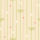 Striped fabric print with bows, florals and soft heart accents for nightwear sets