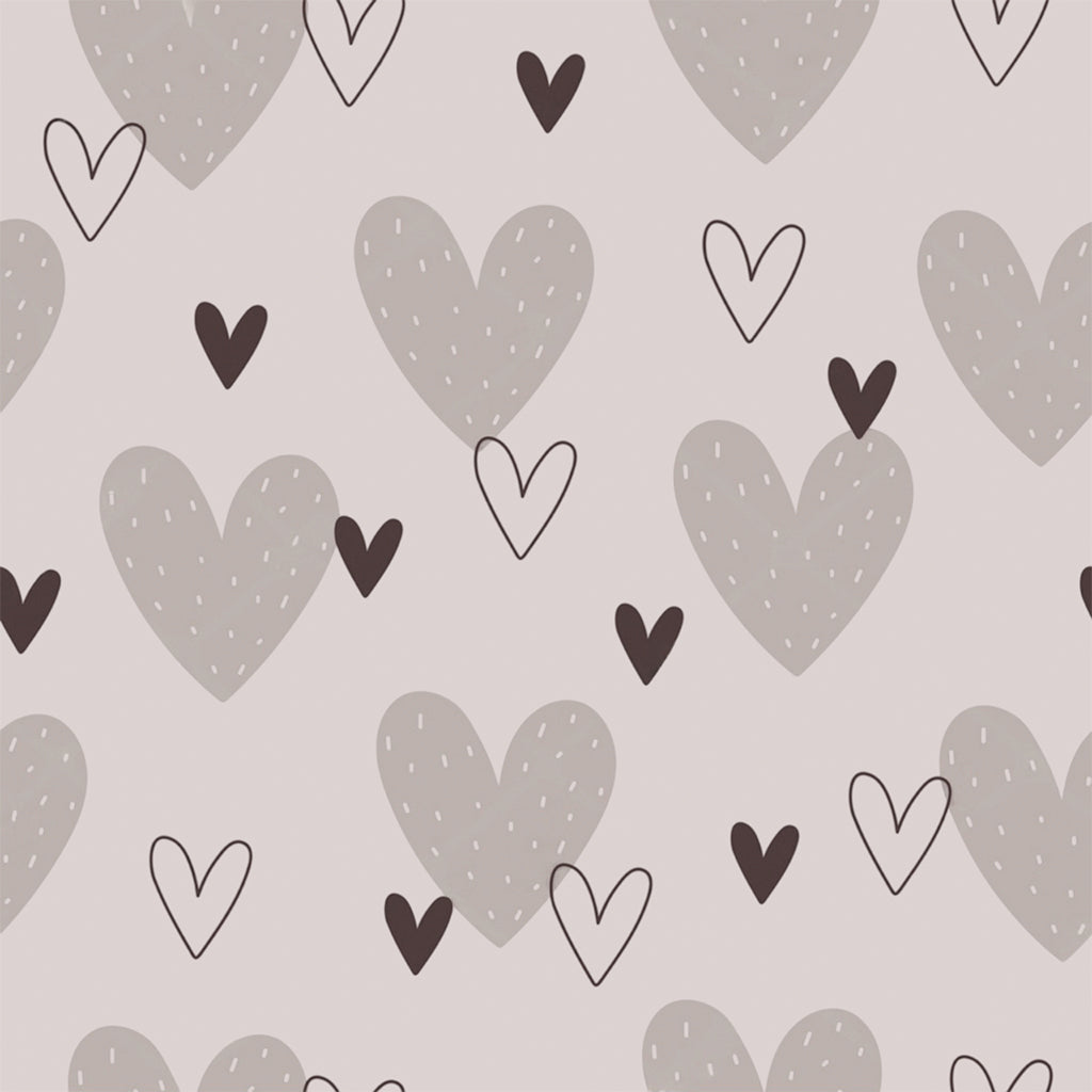 Hand drawn heart outline fabric print in muted colours for everyday pajamas