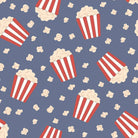 Popcorn themed fabric print inspired by movie nights for cozy pajama wear