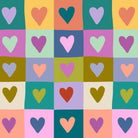 Colour block fabric print with heart motifs for bright matching pajama sets