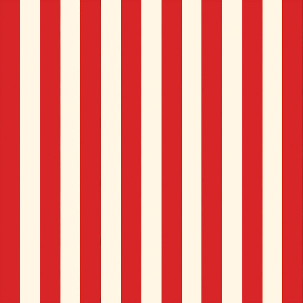 Bold red and cream striped fabric print for festive matching nightwear