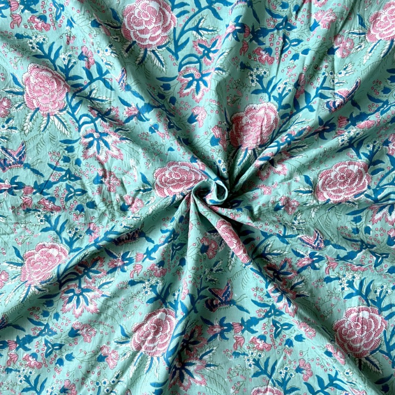 Soft Bloom Print in Jaipuri Cotton fabric for floral night suits, gentle sleepwear, and elegant loungewear.