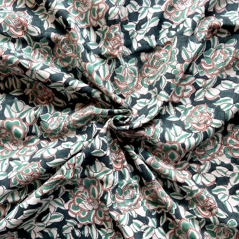 Garden Whisper Print in Jaipuri Cotton fabric for floral night suits, soft themed sleepwear, and everyday loungewear.