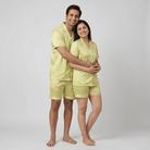 All Stripes matching half-sleeve night suit for husband and wife, styled together
