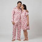 Husband and wife in matching Berrylicious half-sleeve night suit