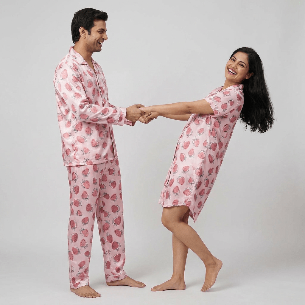 Berrylicious his and her pajama set worn together