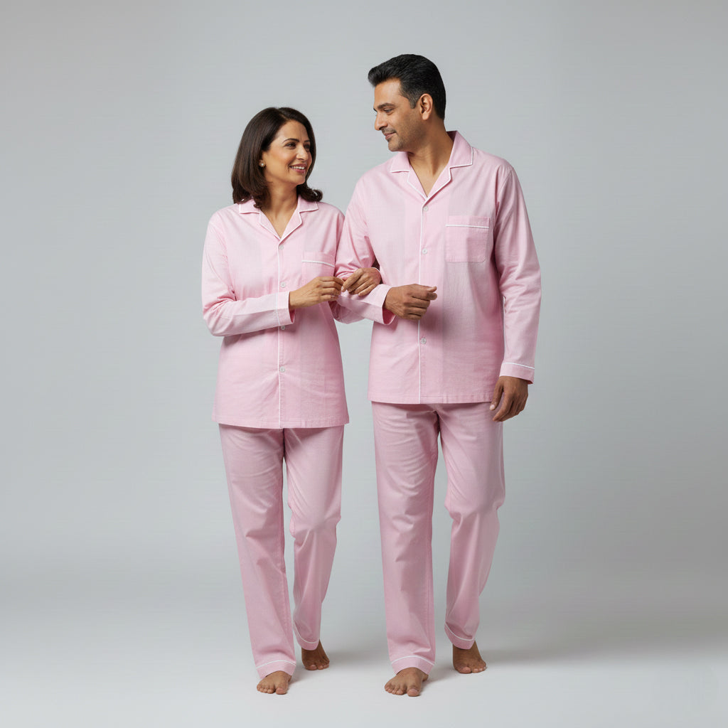 Blush pink matching couple lounge set