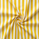 Yellow and white striped fabric in a swirl pattern