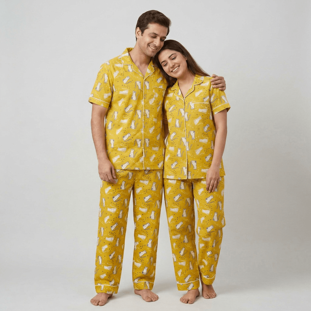 Matching Cheetah Tribe half-sleeve night suit for the two of you