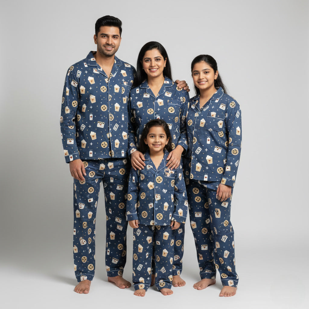 Cinema date night print family pajama sleep set