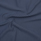 Classic navy cotton fabric with white stripes.