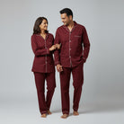 Deep wine matching couple nightwear set