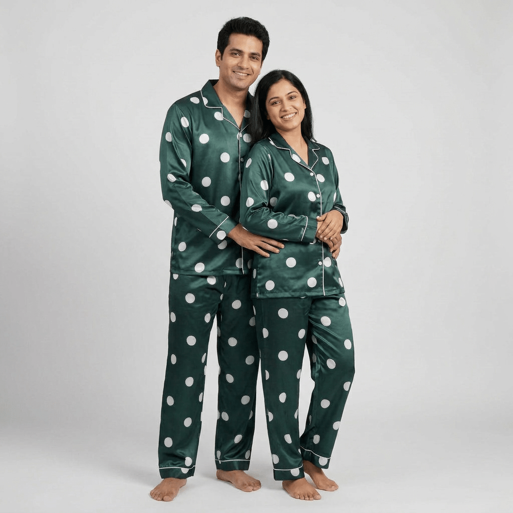 Pajama Tribe Disco Frenzy matching couple pajamas