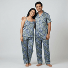 Flower Bed matching half-sleeve night suit for him and her, styled together