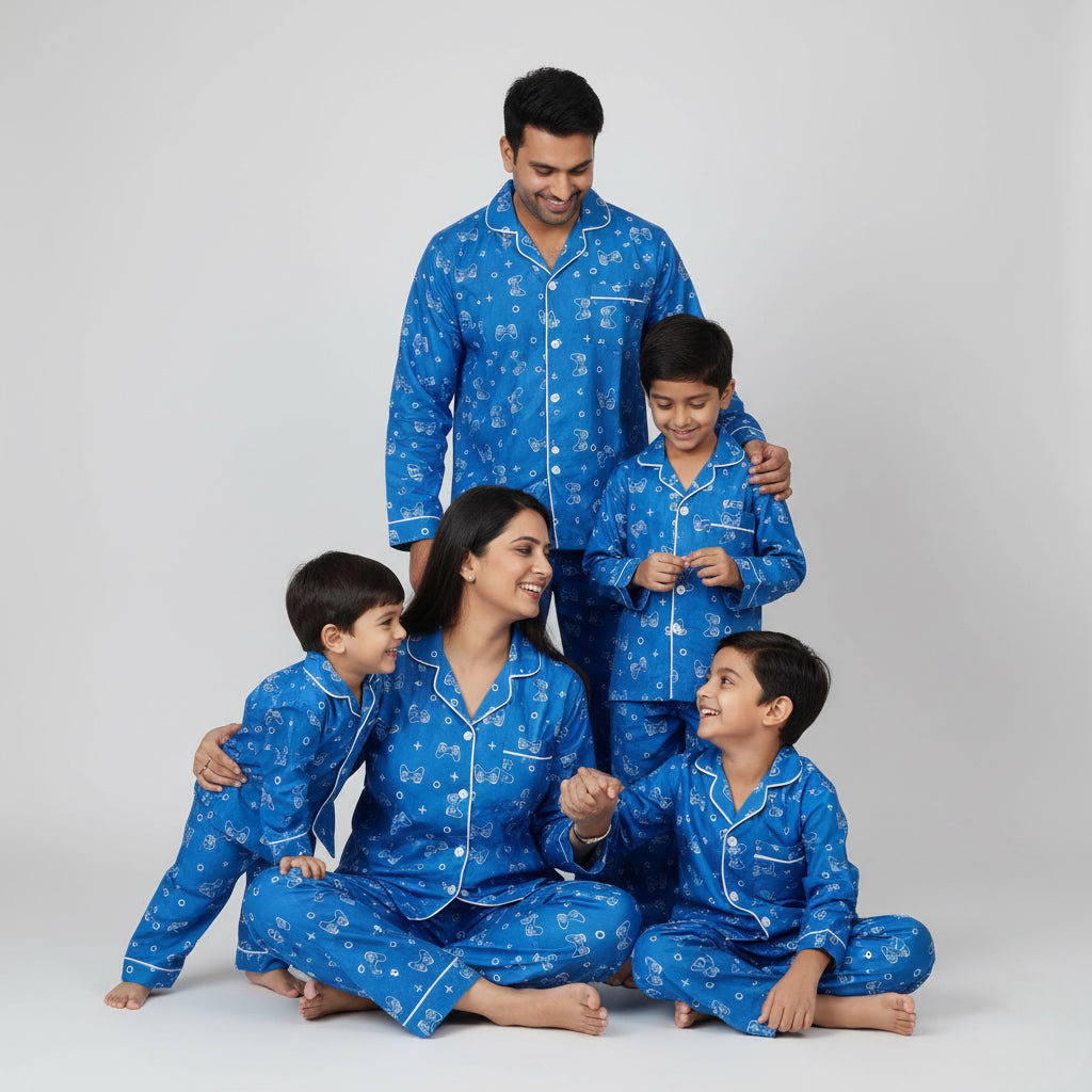 Gamer dreamer print family nightwear pajama set