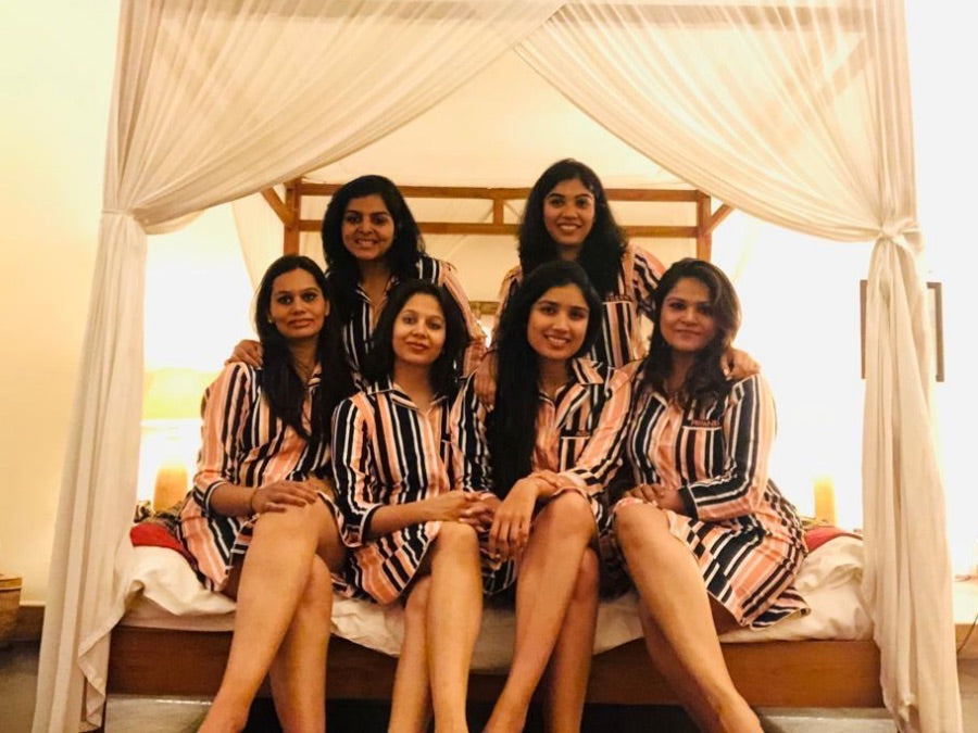 Girls in matching sleepwear on a holiday