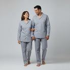 Light grey cotton matching couple pajama set