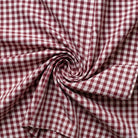 Close-up of maroon and white checkered fabric