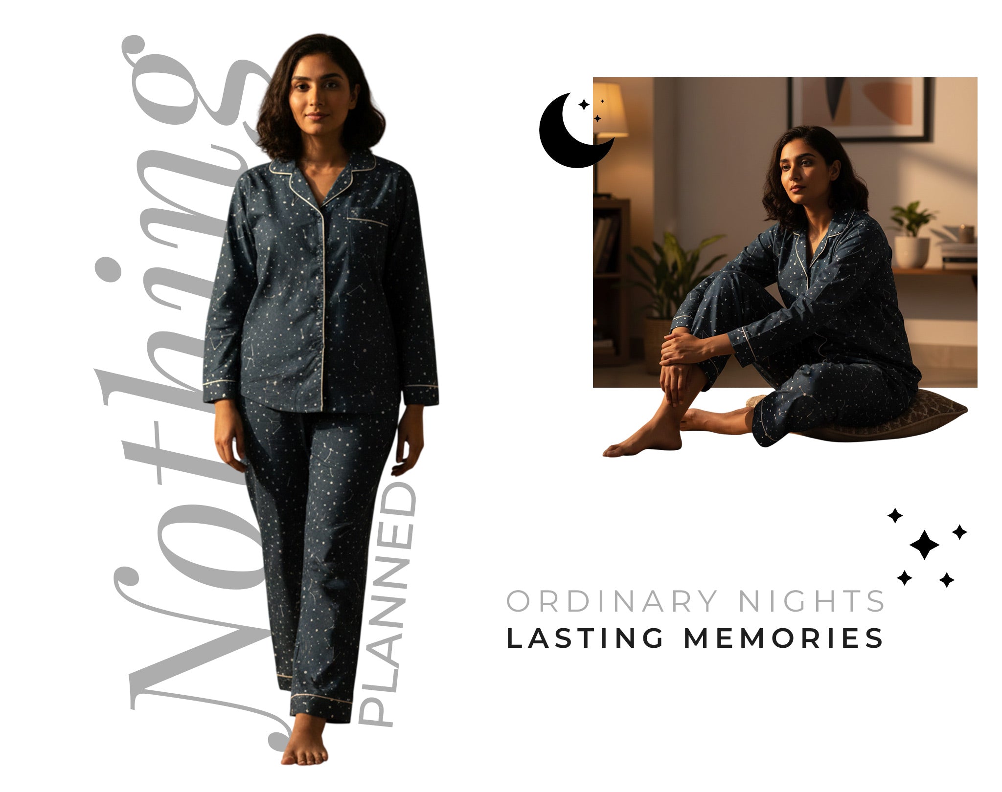 Woman wearing comfortable pajamas during a relaxed evening at home