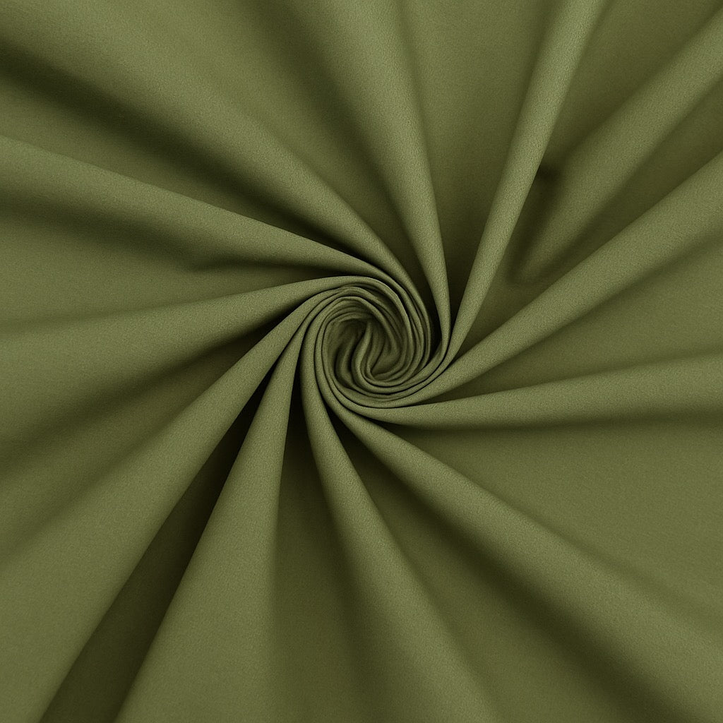 Olive green cotton fabric for unisex night suits, earthy loungewear and relaxed evening wear.