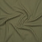 Olive green cotton fabric with soft ivory stripe detailing