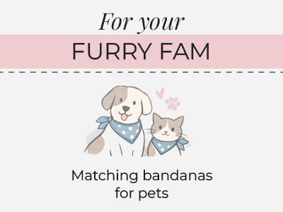 Matching pet bandanas designed to coordinate with family pajama sets