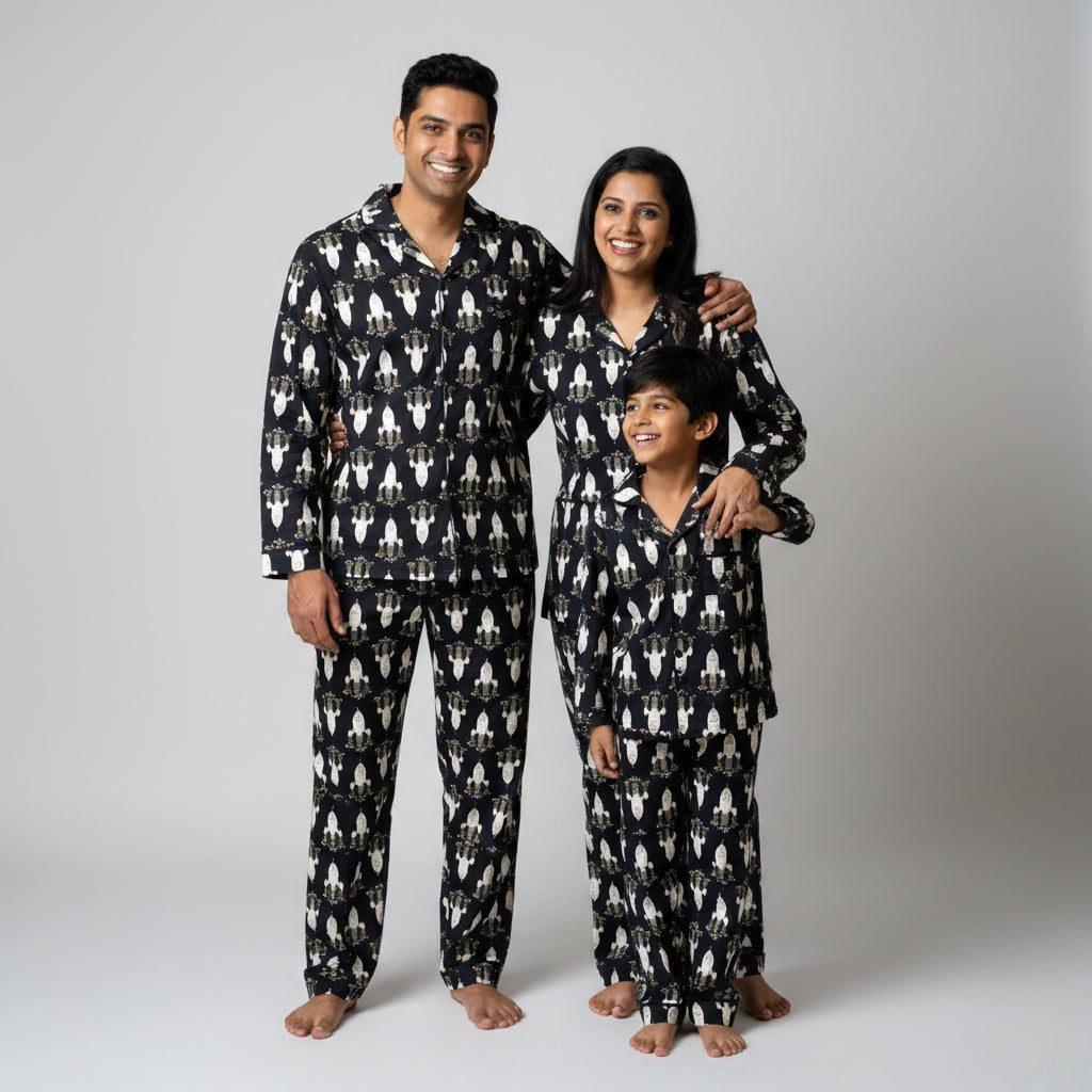 Rocket print family nightwear pajama set