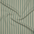Sage green cotton fabric with soft cream stripes